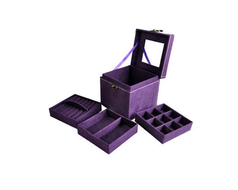 Retro Multi-purpose Three-tier Jewelry Box - Purple