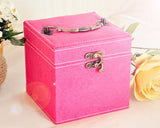 Retro Multi-purpose Three-tier Jewelry Box - Pink