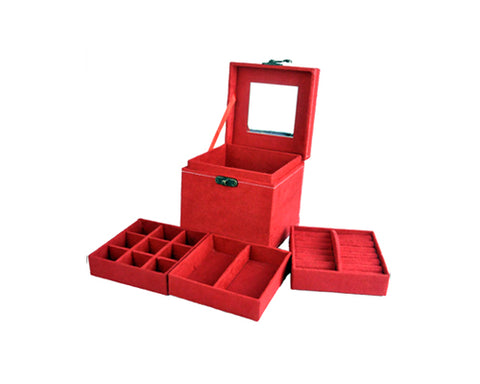 Retro Multi-purpose Three-tier Jewelry Box - Red