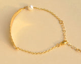 Golden Feather Pearl Bracelet