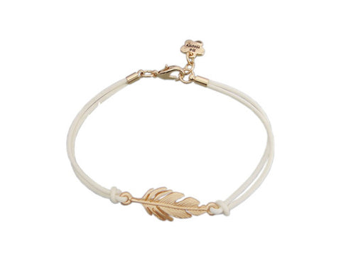 Lucky Feather Braided Bracelet - White