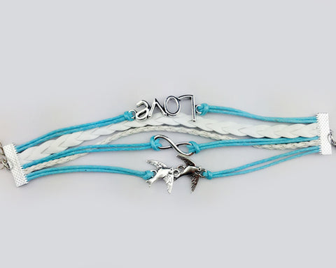 Vintage Series Leather Rope Infinity Bracelet - Blue