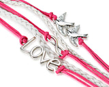 Vintage Series Leather Rope Infinity Bracelet - Pink