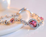 Sweet Heart Style Crystal Bracelet - Red