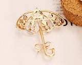 Umbrella Crystal Brooch Pin