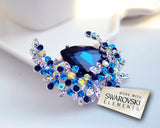 Treasure on the Moon Blue Bling Swarovski Crystal Brooch Pin