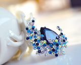 Treasure on the Moon Blue Bling Swarovski Crystal Brooch Pin