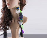 Bohemian Long Feather Green Earrings