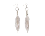 Glitter White Bohemian Feather Tassel Earrings