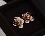 Copper Rose Stud Earrings for Women