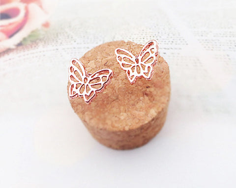 Hollow Butterfly Rose Gold Stud Earrings