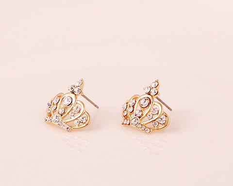 Lovely Crown Crystal Stud Earrings for Women