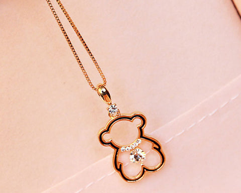 Teddy Bear Crystal Necklace