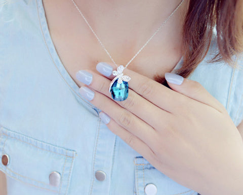 Blueness Dragonfly Crystal Necklace