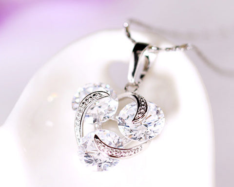 Three In Love Silver Crystal Necklace