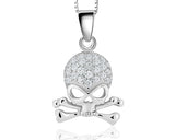 925 Sterling Silver Skull Crystal Necklace