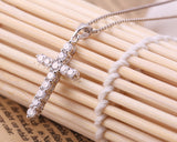 Adorable 925 Sterling Silver Cross Crystal Necklace