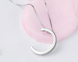 Moon and Heart 925 Sterling Silver Crystal Necklace - Silver