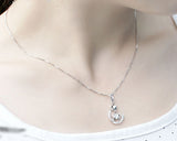 Twinkle Star and Moon 925 Sterling Silver Crystal Necklace - Silver