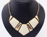 Elegant Geometric Polygon Resin Necklace - Ivory White