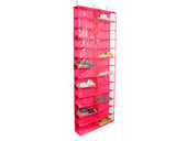 26 Pockets Foldable Over the Door Shoe Rack Storage Organizer - Magenta