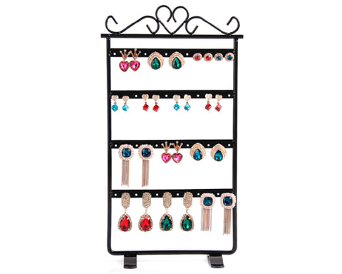 Elegant Metal Jewelry Earring Organizer Stand - Black