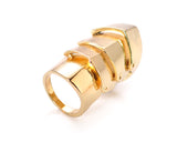 Unisex Punk Gothic Joint Hinged Full Knuckle Armor Finger Ring - Gold