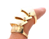 Unisex Punk Gothic Joint Hinged Full Knuckle Armor Finger Ring - Gold