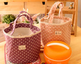 Insulated Thermal Drawstring Closure Dot Picnic Lunch Bag