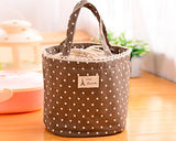 Insulated Thermal Drawstring Closure Dot Picnic Lunch Bag