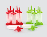 Reusable Star Shaped Ice Pop Molds Tray Set of 6 - Green