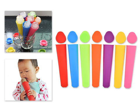 7 Pcs Silicone Ice Popsicle Maker with Flower Shaped Caps