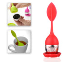 Leaf Shape Tea Infuser Stainless Steel Bottom Strainer - Red