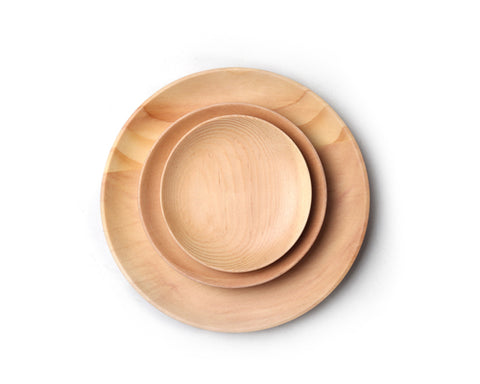 3 Pcs Round Shaped Wooden Plate