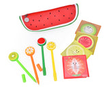 Fruit Shaped Stationery Set with Pencil Case Pens and Sticky Notes - A