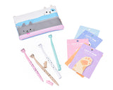 Funny Cats Stationery Set with Pencil Case, Pens and Sticky Notes - C