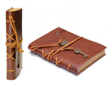 Leather Cover Key Blank Pages Journal Diary Notebook - Brown