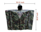 Heavy Duty Camo Rain Poncho - Woodland