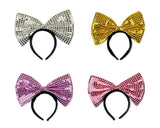 Party Costume Accessory Sequin-Sheen LED Flashing Bow Headband