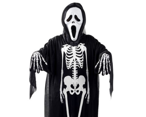 Halloween Party Costume Adult Fancy Dress Skeleton Full Length Robe