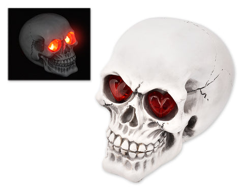 Halloween Decoration Terror Resin Skull Ornament w/ LED Light - Smooth