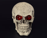 Halloween Decoration Terror Resin Skull Ornament w/ LED Light - Tattoo