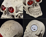 Halloween Decoration Terror Resin Skull Ornament w/ LED Light - Tattoo