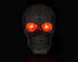 Halloween Decoration Terror Resin Skull Ornament w/ LED Light - Tattoo