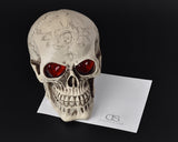 Halloween Decoration Terror Resin Skull Ornament w/ LED Light - Tattoo