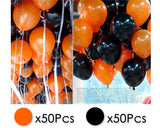 Black and Orange Latex Balloons Set with Air Pump for Halloween Party