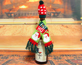 3 Pcs Christmas Winter Knitted Hat and Scarf Wine Bottle Cover