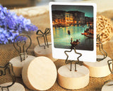 2&quot; Paper Photo Clip Memo Card Wood Base Holder Table Decor -Ribbon Bow