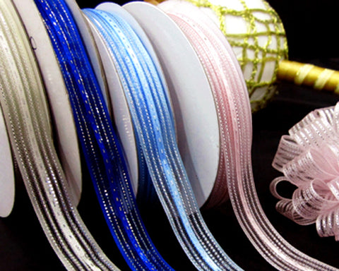 25 Yards Wired Sheer Glitter Ribbon for Christmas Gift Decoration