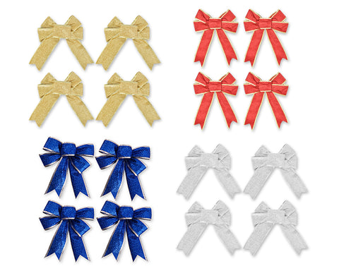 Christmas Party Decoration Ornaments 4 Pcs 10'' Glitter Bows